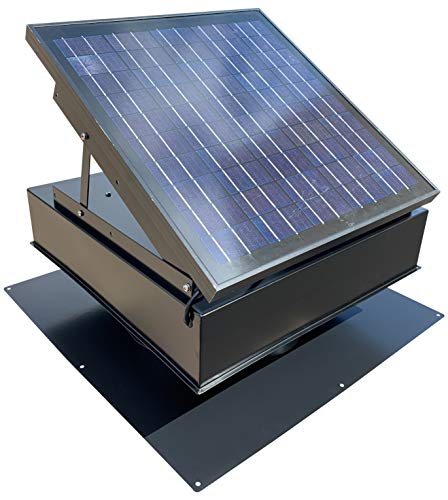 30-Watt Solar Attic Fan (Black) with Thermostat / Humidistat (22 x 22 x 11 IN) - Brushless Motor – Hail and Weather Resistant Solar Vent Fan – Solar Powered Attic Fan for Homes - by Remington Solar